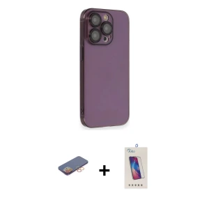 ieg™ iPhone 13 Pro Max Kılıf Siluet Minimal Özel Seri - Siyah Joko 5D Cam + Renkli Kamera Lens Koruma Cam - TU