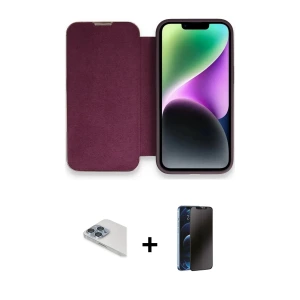 ieg™ iPhone 13 Pro Max Kılıf Siluet Minimal Serisi - Siyah 3D Antistatik Hayalet Cam Ekran Koruyucu + Pers Alüminyum Kamera Lens - SABE