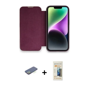 ieg™ iPhone 13 Pro Max Kılıf Siluet Minimal Serisi - Siyah 6D Mat Seramik Hayalet Nano Ekran Koruyucu + Renkli Kamera Lens Koruma Cam - YL