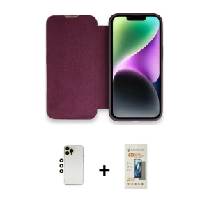 ieg™ iPhone 13 Pro Max Kılıf Siluet Minimal Serisi - Siyah 6D Mat Seramik Hayalet Nano Ekran Koruyucu + Shine Kamera Lens - GD