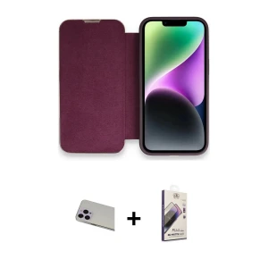 ieg™ iPhone 13 Pro Max Kılıf Siluet Minimal Serisi - Siyah Bilvis 3D Mat Cam Ekran Koruyucu + Rainbow Kamera Lens Koruma Cam - MR