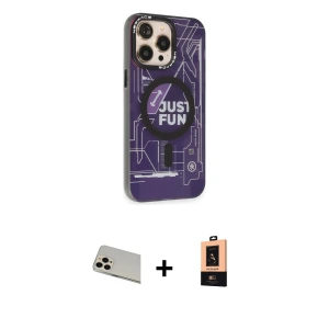 ieg™ iPhone 13 Pro Max Kılıf Siluet Modern Koleksiyonu - Şeffaf Maxco Cam Ekran Koruyucu + Rainbow Kamera Lens Koruma Cam - REGD