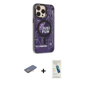 ieg™ iPhone 13 Pro Max Kılıf Siluet Modern Koleksiyonu - Şeffaf Pasifik Cam Ekran Koruyucu + Renkli Kamera Lens Koruma Cam - PE