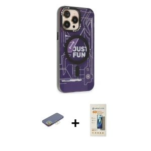 ieg™ iPhone 13 Pro Max Kılıf Siluet Modern Koleksiyonu - Siyah 6D Mat Seramik Hayalet Nano Ekran Koruyucu + Renkli Kamera Lens Koruma Cam - SI