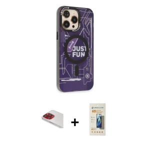 ieg™ iPhone 13 Pro Max Kılıf Siluet Modern Koleksiyonu - Siyah 6D Mat Seramik Hayalet Nano Ekran Koruyucu + Pers Alüminyum Kamera Lens - KI