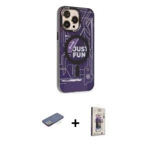 ieg™ iPhone 13 Pro Max Kılıf Siluet Modern Koleksiyonu - Siyah Bilvis 3D Cam Ekran Koruyucu + Renkli Kamera Lens Koruma Cam - YL