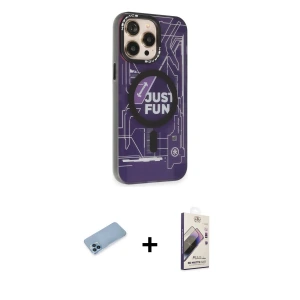ieg™ iPhone 13 Pro Max Kılıf Siluet Modern Koleksiyonu - Siyah Bilvis 3D Mat Cam Ekran Koruyucu + Shine Kamera Lens Koruma Cam - MI