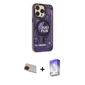 ieg™ iPhone 13 Pro Max Kılıf Siluet Modern Koleksiyonu - Siyah Bilvis 5in1 3D Magic Cam Ekran Koruyucu + Rainbow Kamera Lens Koruma Cam - KI