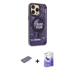 ieg™ iPhone 13 Pro Max Kılıf Siluet Modern Koleksiyonu - Siyah Bilvis 5in1 5D Magic Hayalet Cam Ekran Koruyucu + Renkli Kamera Lens Koruma Cam - PE