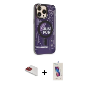ieg™ iPhone 13 Pro Max Kılıf Siluet Modern Koleksiyonu - Siyah Joko 5D Cam + Pers Alüminyum Kamera Lens - KI