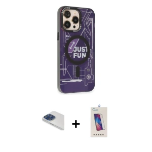 ieg™ iPhone 13 Pro Max Kılıf Siluet Modern Koleksiyonu - Siyah Joko 5D Cam + Pers Alüminyum Kamera Lens - LT