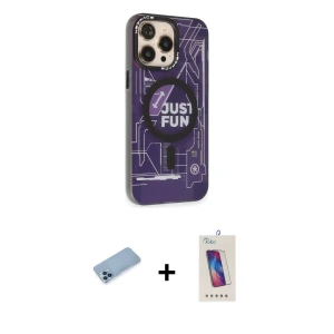 ieg™ iPhone 13 Pro Max Kılıf Siluet Modern Koleksiyonu - Siyah Joko 5D Cam + Shine Kamera Lens Koruma Cam - MI
