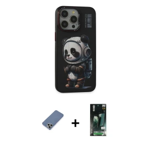 ieg™ iPhone 13 Pro Max Kılıf Siluet Modern Özel Seri - Şeffaf 360 Full Body Arka Koruyucu + Metal Kamera Lens Koruma Cam - AKYL