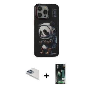 ieg™ iPhone 13 Pro Max Kılıf Siluet Modern Özel Seri - Şeffaf 360 Full Body Arka Koruyucu + Pers Alüminyum Kamera Lens - SABE