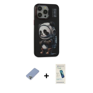 ieg™ iPhone 13 Pro Max Kılıf Siluet Modern Özel Seri - Şeffaf Pasifik Cam Ekran Koruyucu + Metal Kamera Lens Koruma Cam - KUYL