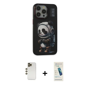 ieg™ iPhone 13 Pro Max Kılıf Siluet Modern Özel Seri - Şeffaf Pasifik Cam Ekran Koruyucu + Shine Kamera Lens - GD