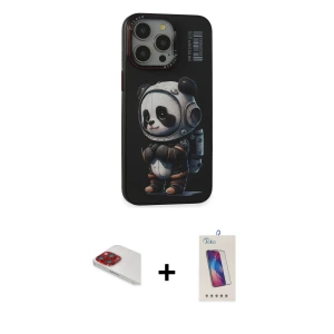 ieg™ iPhone 13 Pro Max Kılıf Siluet Modern Özel Seri - Siyah Joko 5D Cam + Pers Alüminyum Kamera Lens - KI