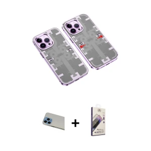 ieg™ iPhone 13 Pro Max Kılıf Ufuk Doku Prime - Siyah Bilvis 3D Mat Cam Ekran Koruyucu + Rainbow Kamera Lens Koruma Cam - MI