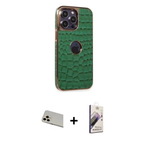 ieg™ iPhone 13 Pro Max Kılıf Ufuk Form Prime - Siyah Bilvis 3D Mat Cam Ekran Koruyucu + Rainbow Kamera Lens Koruma Cam - REGD