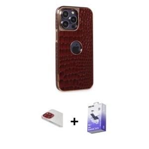 ieg™ iPhone 13 Pro Max Kılıf Ufuk Form Prime - Siyah Bilvis 5in1 5D Magic Hayalet Cam Ekran Koruyucu + Pers Alüminyum Kamera Lens - KI