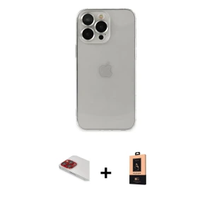 ieg™ iPhone 13 Pro Max Kılıf Ufuk Minimal Özel Seri - Şeffaf Maxco Cam Ekran Koruyucu + Pers Alüminyum Kamera Lens - KI