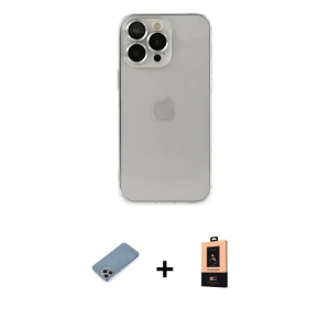 ieg™ iPhone 13 Pro Max Kılıf Ufuk Minimal Özel Seri - Şeffaf Maxco Cam Ekran Koruyucu + Shine Kamera Lens Koruma Cam - GI