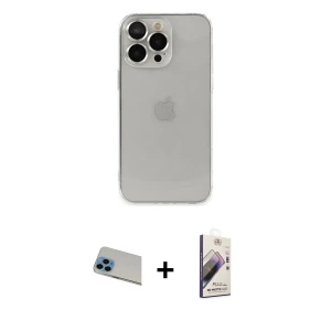 ieg™ iPhone 13 Pro Max Kılıf Ufuk Minimal Özel Seri - Siyah Bilvis 3D Mat Cam Ekran Koruyucu + Rainbow Kamera Lens Koruma Cam - MI
