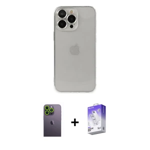 ieg™ iPhone 13 Pro Max Kılıf Ufuk Minimal Özel Seri - Siyah Bilvis 5in1 3D Magic Cam Ekran Koruyucu + Neon Fosforlu Kamera Lens - YL