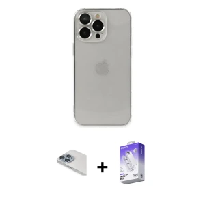 ieg™ iPhone 13 Pro Max Kılıf Ufuk Minimal Özel Seri - Siyah Bilvis 5in1 3D Magic Cam Ekran Koruyucu + Pers Alüminyum Kamera Lens - SABE