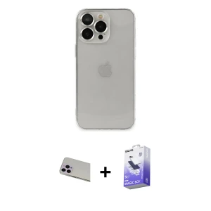 ieg™ iPhone 13 Pro Max Kılıf Ufuk Minimal Özel Seri - Siyah Bilvis 5in1 5D Magic Hayalet Cam Ekran Koruyucu + Rainbow Kamera Lens Koruma Cam - MR