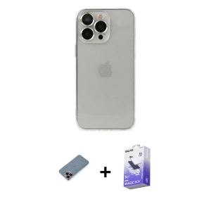 ieg™ iPhone 13 Pro Max Kılıf Ufuk Minimal Özel Seri - Siyah Bilvis 5in1 5D Magic Hayalet Cam Ekran Koruyucu + Metal Kamera Lens Koruma Cam - KI