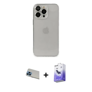 ieg™ iPhone 13 Pro Max Kılıf Ufuk Minimal Özel Seri - Siyah Bilvis 5in1 5D Magic Hayalet Cam Ekran Koruyucu + Rainbow Kamera Lens Koruma Cam - MI