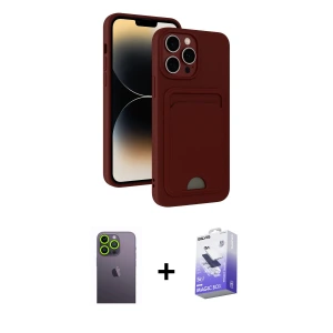 ieg™ iPhone 13 Pro Max Kılıf Vadi Çizgi Prime - Siyah Bilvis 5in1 5D Magic Hayalet Cam Ekran Koruyucu + Neon Fosforlu Kamera Lens - YL
