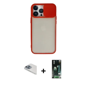 ieg™ iPhone 13 Pro Max Kılıf Vadi Çizgi - Şeffaf 360 Full Body Arka Koruyucu + Pers Alüminyum Kamera Lens - SABE