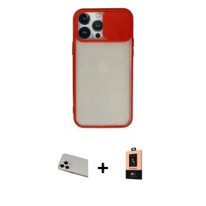 ieg™ iPhone 13 Pro Max Kılıf Vadi Çizgi - Şeffaf Maxco Cam Ekran Koruyucu + Rainbow Kamera Lens Koruma Cam - REGD