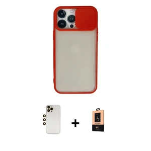 ieg™ iPhone 13 Pro Max Kılıf Vadi Çizgi - Şeffaf Maxco Cam Ekran Koruyucu + Shine Kamera Lens - GD