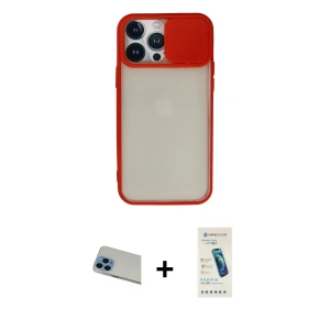 ieg™ iPhone 13 Pro Max Kılıf Vadi Çizgi - Şeffaf Pasifik Cam Ekran Koruyucu + Rainbow Kamera Lens Koruma Cam - MI
