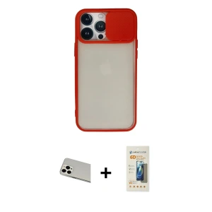 ieg™ iPhone 13 Pro Max Kılıf Vadi Çizgi - Siyah 6D Mat Seramik Hayalet Nano Ekran Koruyucu + Rainbow Kamera Lens Koruma Cam - BZ