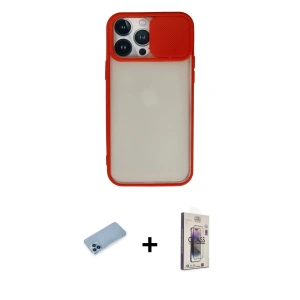 ieg™ iPhone 13 Pro Max Kılıf Vadi Çizgi - Siyah Bilvis 3D Cam Ekran Koruyucu + Shine Kamera Lens Koruma Cam - MI