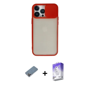 ieg™ iPhone 13 Pro Max Kılıf Vadi Çizgi - Siyah Bilvis 5in1 3D Magic Cam Ekran Koruyucu + Metal Kamera Lens Koruma Cam - MR