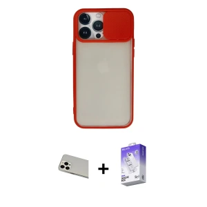 ieg™ iPhone 13 Pro Max Kılıf Vadi Çizgi - Siyah Bilvis 5in1 3D Magic Cam Ekran Koruyucu + Rainbow Kamera Lens Koruma Cam - BZ