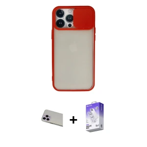 ieg™ iPhone 13 Pro Max Kılıf Vadi Çizgi - Siyah Bilvis 5in1 3D Magic Cam Ekran Koruyucu + Rainbow Kamera Lens Koruma Cam - MR