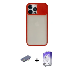ieg™ iPhone 13 Pro Max Kılıf Vadi Çizgi - Siyah Bilvis 5in1 3D Magic Cam Ekran Koruyucu + Renkli Kamera Lens Koruma Cam - MI