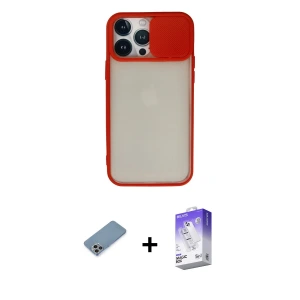 ieg™ iPhone 13 Pro Max Kılıf Vadi Çizgi - Siyah Bilvis 5in1 3D Magic Cam Ekran Koruyucu + Shine Kamera Lens Koruma Cam - GI