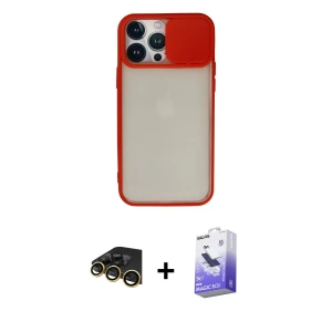 ieg™ iPhone 13 Pro Max Kılıf Vadi Çizgi - Siyah Bilvis 5in1 5D Magic Hayalet Cam Ekran Koruyucu + Raze Metal Kamera Lens - GD