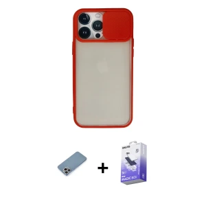 ieg™ iPhone 13 Pro Max Kılıf Vadi Çizgi - Siyah Bilvis 5in1 5D Magic Hayalet Cam Ekran Koruyucu + Shine Kamera Lens Koruma Cam - GI