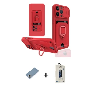ieg™ iPhone 13 Pro Max Kılıf Vadi Form Prime - Siyah Bilvis Hayalet Cam Ekran Koruyucu + Shine Kamera Lens Koruma Cam - GI