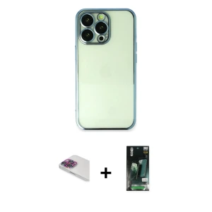 ieg™ iPhone 13 Pro Max Kılıf Vadi Minimal - Şeffaf 360 Full Body Arka Koruyucu + Pers Alüminyum Kamera Lens - GI