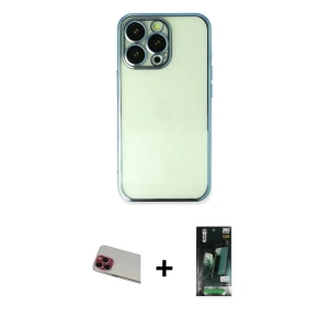 ieg™ iPhone 13 Pro Max Kılıf Vadi Minimal - Şeffaf 360 Full Body Arka Koruyucu + Rainbow Kamera Lens Koruma Cam - KI