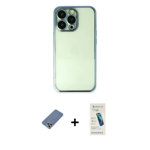 ieg™ iPhone 13 Pro Max Kılıf Vadi Minimal - Şeffaf Pasifik Cam Ekran Koruyucu + Metal Kamera Lens Koruma Cam - AKYL